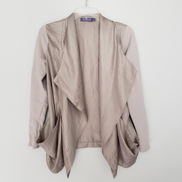 Vivienne Tam Gold Champagne Draped Boho Jacket - Picture 10 of 11